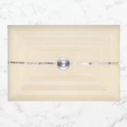 Linkasink 18" Rectangular Glass Undermount Bathroom Sink with Metal Leaf Accent