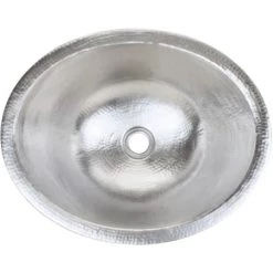 Linkasink Hammered Metals 17-1/2" Oval Drop In or Undermount Bathroom Sink