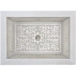 Linkasink 20-3/4" Rectangular White Marble with Mother of Pearl Inlay Drop In Bathroom Sink