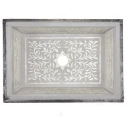 Linkasink 20-3/4" Rectangular White Marble with Mother of Pearl Inlay Undermount Bathroom Sink