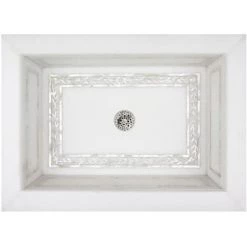 Linkasink 20-3/4" Rectangular White Marble with Mother of Pearl Inlay Drop In Bathroom Sink