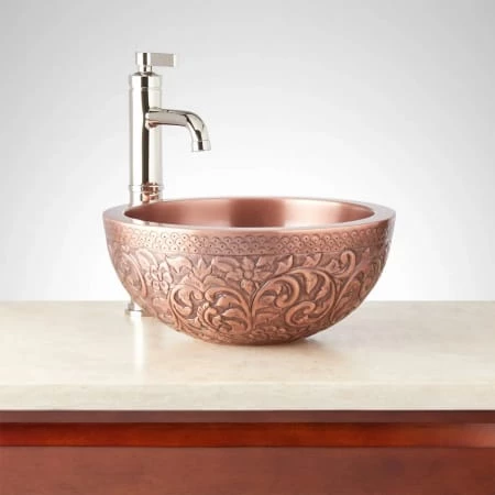 Signature Hardware Lenora 14" Copper Vessel Bathroom Sink