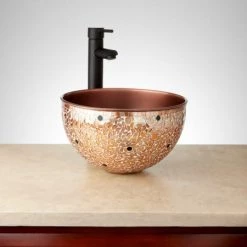 Signature Hardware Valencia 14" Mosaic Copper Vessel Sink