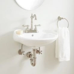 Signature Hardware Victorian 19" Vitreous China Wall Mounted Bathroom Sink with 3 Faucet Holes at 4" Centers