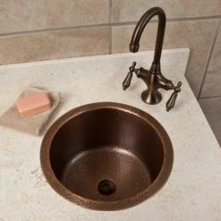 Signature Hardware Girard 14" Copper Drop In or Undermount Bathroom Sink