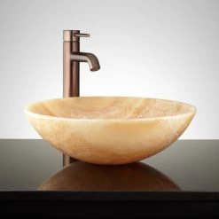 Signature Hardware 17" Round Polished Onyx Vessel Sink
