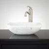 Signature Hardware 17" Curved Rectangular Carrara Marble Vessel Bathroom Sink