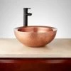 Signature Hardware Casalina 16" Circular Double-Wall Hammered Copper Vessel Bathroom Sink
