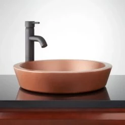 Signature Hardware 17" Copper Drop In Bathroom Sink