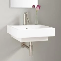 Signature Hardware Stoddert 20" Vitreous China Wall Mounted Bathroom Sink with Single Faucet Hole and Overflow