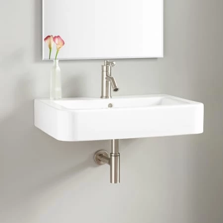 Signature Hardware Burleson 26" Vitreous China Wall Mounted Bathroom Sink with Single Faucet Hole and Overflow