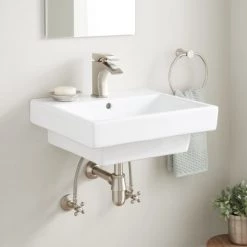 Signature Hardware Forsskal 21" Vitreous China Wall Mounted Bathroom Sink with Single Faucet Hole and Overflow