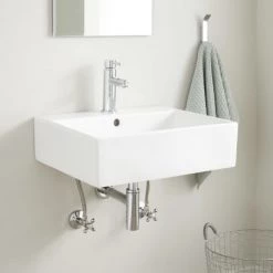 Signature Hardware Gabriel 21" Vitreous China Wall Mounted Bathroom Sink with Single Faucet Hole and Overflow