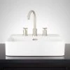 Signature Hardware Hibiscus 20" Fireclay Vessel Bathroom Sink with 3 Faucet Holes at 8" Centers