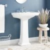 Signature Hardware Key West 24" Vitreous China Pedestal Bathroom Sink with 3 Faucet Holes at 8" Centers