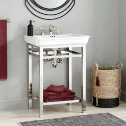 Signature Hardware 26" Halyard Console Sink with Traditional Top - 8" Widespread