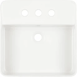 Signature Hardware Hibiscus 17" Fireclay Vessel Bathroom Sink with 3 Faucet Holes at 8" Centers