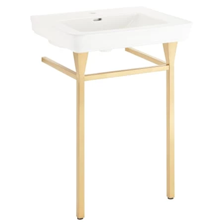 Signature Hardware Bayhaven 26-1/4" Porcelain Console Traditional Bathroom Sink with Single Faucet Hole - Image 2