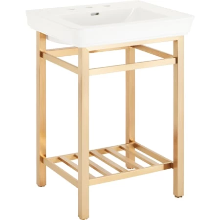 Signature Hardware Halyard 26-1/4" Porcelain Console Traditional Bathroom Sink with Single Faucet Hole - Image 2