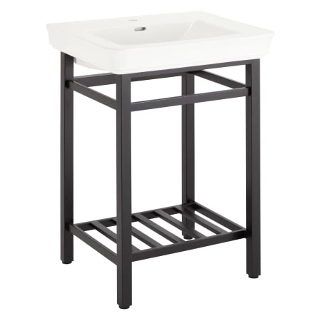 Signature Hardware Halyard 26-1/4" Porcelain Console Traditional Bathroom Sink with Single Faucet Hole - Image 3