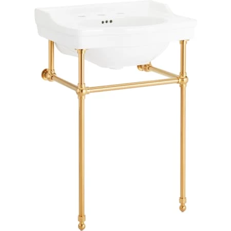 Signature Hardware Cierra 24-1/4" Vitreous China Console Bathroom Sink with 3 Faucet Holes at 8" Centers - Image 2