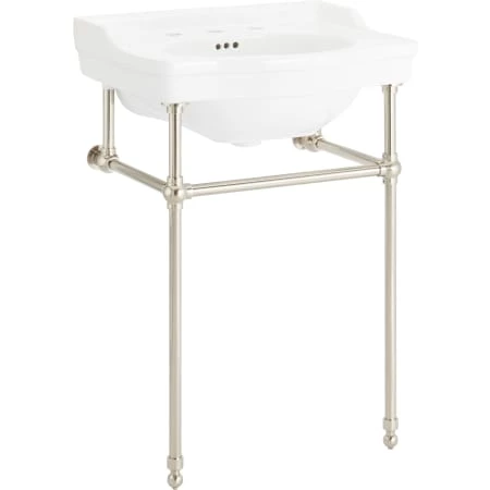 Signature Hardware Cierra 24-1/4" Vitreous China Console Bathroom Sink with 3 Faucet Holes at 8" Centers - Image 6